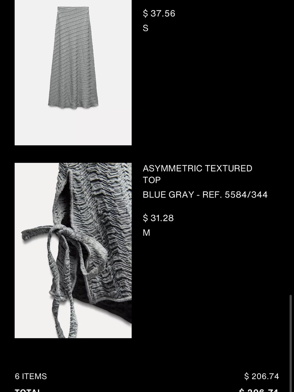 Zara 2 piece set. Blue-Gray Textured Maxi Skirt and matching top
